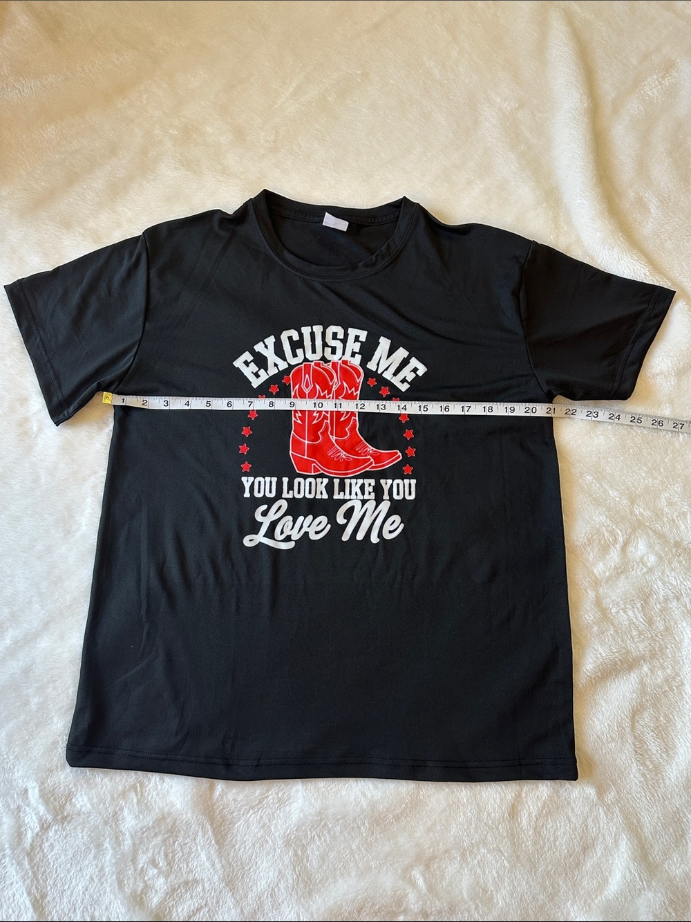 Graphic Tee with Red Cowboy Boots & Slogan SzL Country Festival Linedancing NWOT - Picture 5 of 5